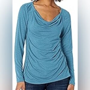 Royal Robbins tencel teal cowl neck long sleeve shirt new with tags size small